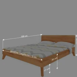 Wohnen Betten<Kernbuche Bett in Unterlänge 190 cm - Junola