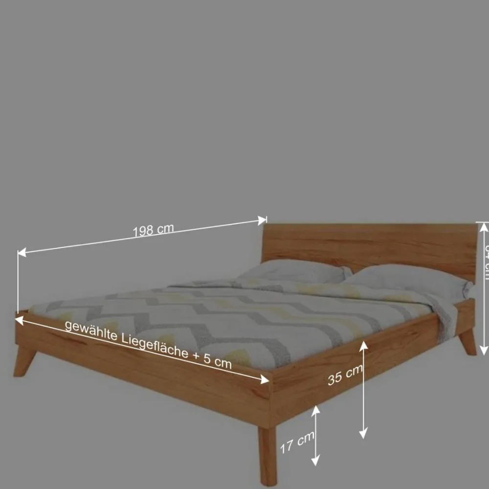 Wohnen Betten<Kernbuche Bett in Unterlänge 190 cm - Junola