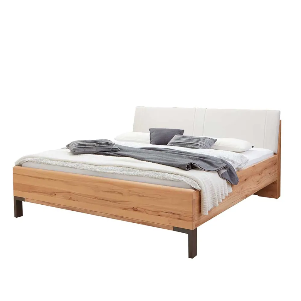 Wohnen Betten<Kernbuche Designbett mit Kunstleder Kopfteil - Krofun