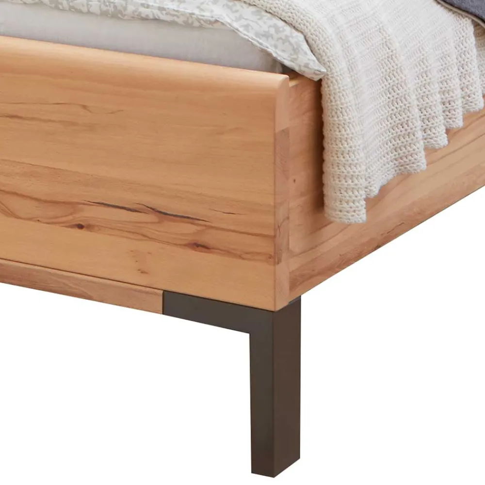Wohnen Betten<Kernbuche Designbett mit Kunstleder Kopfteil - Krofun