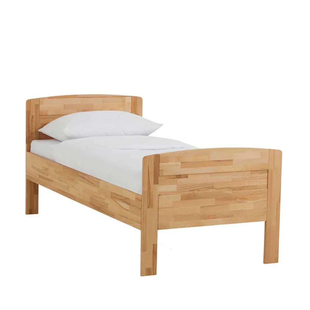 Wohnen Betten<Kernbuche Einzelbett Islando mit Kopfteil und Fußteil