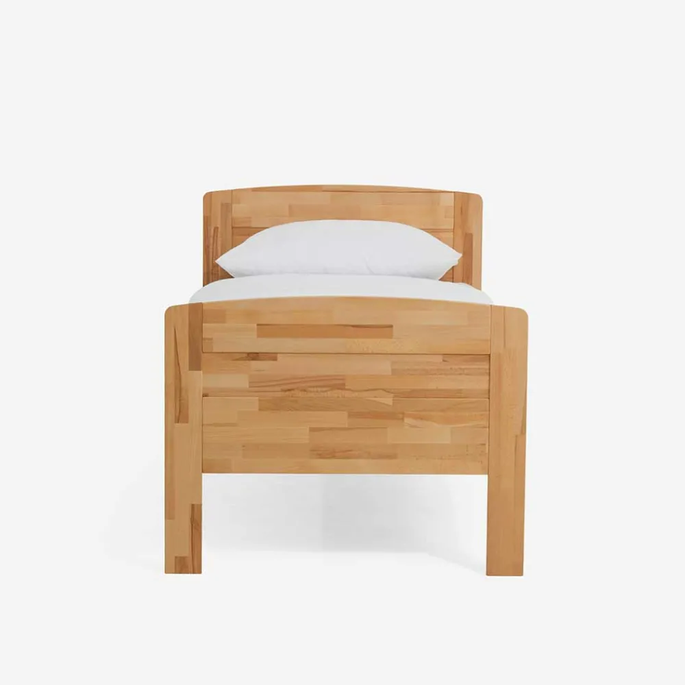 Wohnen Betten<Kernbuche Einzelbett Islando mit Kopfteil und Fußteil