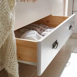Wohnen Betten<Kiefernholz Bettgestell in Weiß & Lauge - Sibiuta