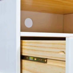 Wohnen Tv & Hifi-Möbel|Lowboards<Kiefernholz TV Unterschrank in Weiß Braun - Vatina