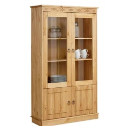 Wohnen Highboards|Vitrinen<Kiefernholz Vitrine gebeizt und geölt - Goro