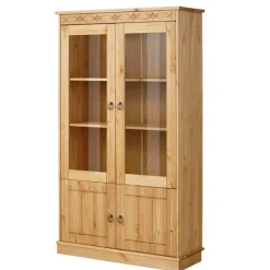 Wohnen Highboards|Vitrinen<Kiefernholz Vitrine gebeizt und geölt - Goro