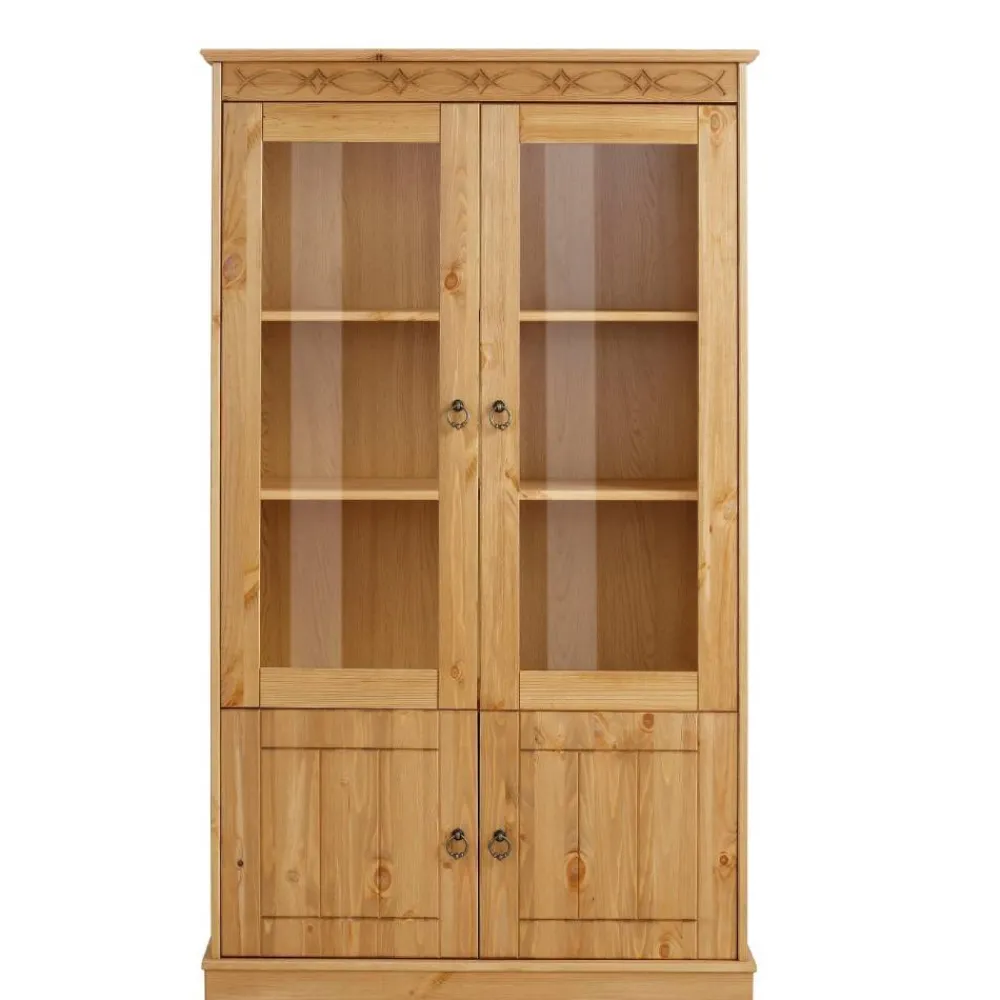 Wohnen Highboards|Vitrinen<Kiefernholz Vitrine gebeizt und geölt - Goro