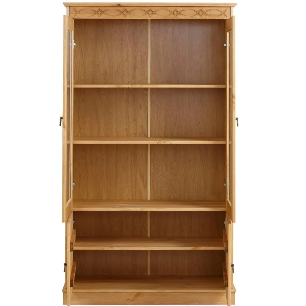 Wohnen Highboards|Vitrinen<Kiefernholz Vitrine gebeizt und geölt - Goro