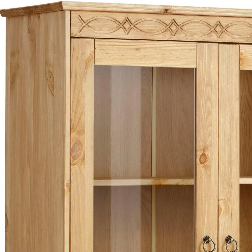 Wohnen Highboards|Vitrinen<Kiefernholz Vitrine gebeizt und geölt - Goro