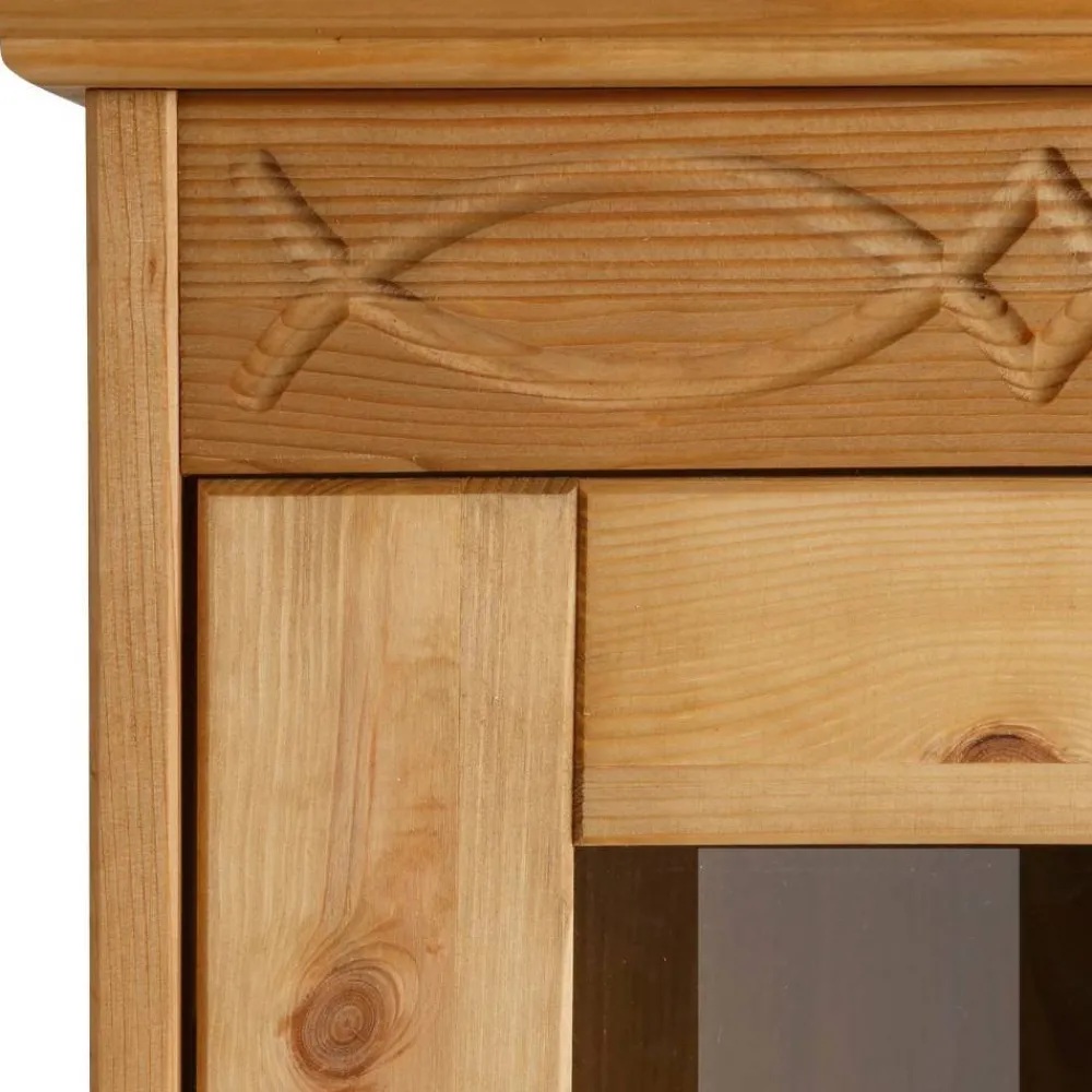 Wohnen Highboards|Vitrinen<Kiefernholz Vitrine gebeizt und geölt - Goro