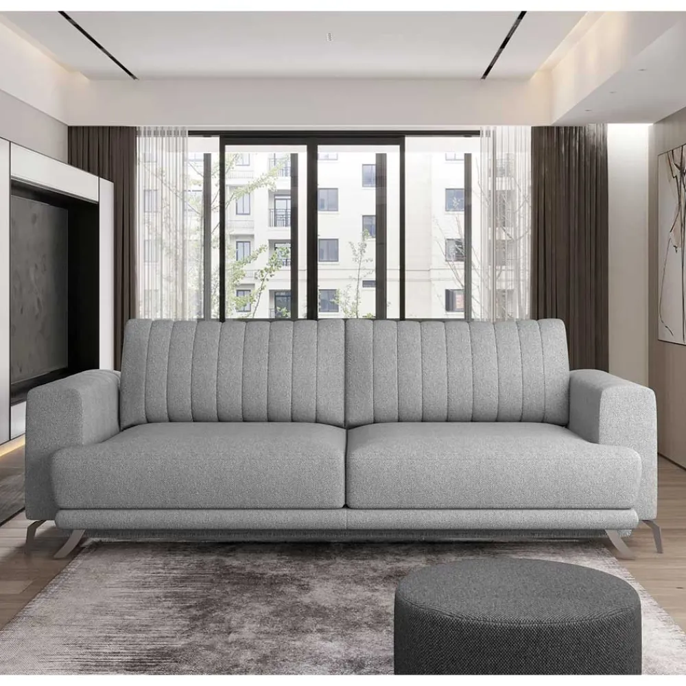 Wohnen Betten|Sofas<Klappcouch in Hellgrau Chenille - Jakery
