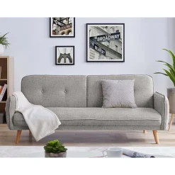Wohnen Betten|Sofas<Klappcouch in Hellgrau Strukturstoff - Faye