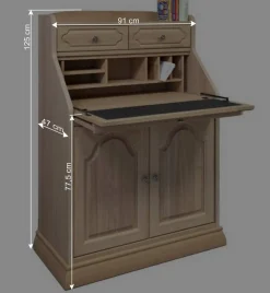 Wohnen Highboards<Klassischer Schreibschrank Sekretär aus Eiche - Hamptony