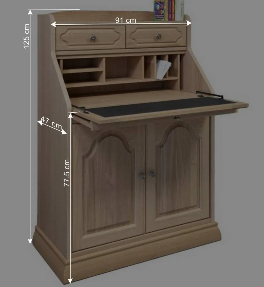 Wohnen Highboards<Klassischer Schreibschrank Sekretär aus Eiche - Hamptony