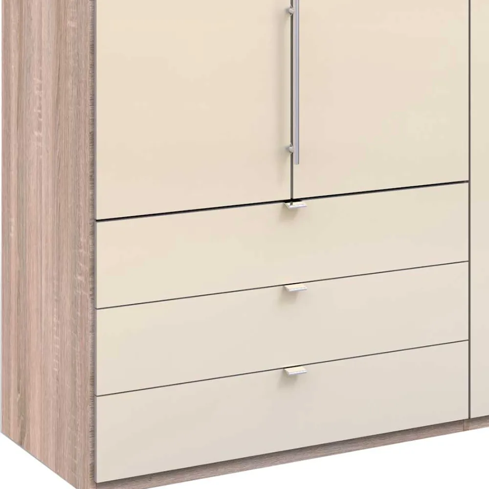 Wohnen Kleiderschränke|Schränke<Kleiderschrank 200cm breit in Creme Glas - Rativian