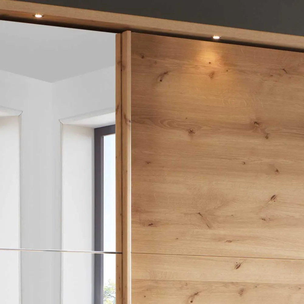 Wohnen Kleiderschränke<Kleiderschrank in Eiche Bianco & Spiegel - Paniola