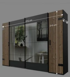 Wohnen Kleiderschränke<Kleiderschrank in Tanne Dekor & Grau - Ardila