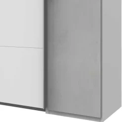 Wohnen Kleiderschränke|Schränke<Kleiderschrank in Weiß & Lichtgrau Beton Optik - Viganno
