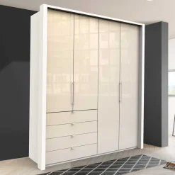 Wohnen Kleiderschränke<Kleiderschrank mit Falttüren in Cremefarben Glas Front - Zidarie