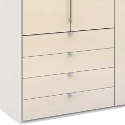 Wohnen Kleiderschränke<Kleiderschrank mit Falttüren in Cremefarben Glas Front - Zidarie