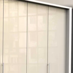 Wohnen Kleiderschränke<Kleiderschrank mit Falttüren in Cremefarben Glas Front - Zidarie
