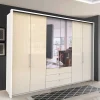 Wohnen Kleiderschränke|Schränke<Kleiderschrank mit Schubladen & Falttüren in Creme Glas - Zidarie