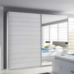Wohnen Kleiderschränke|Schränke<Kleiderschrank mit Schwebetüren in Esche Weiß - Pruducia