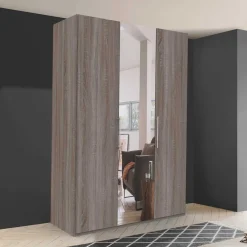 Wohnen Kleiderschränke<Kleiderschrank mit Spiegel & Metallgriffen - Crenba