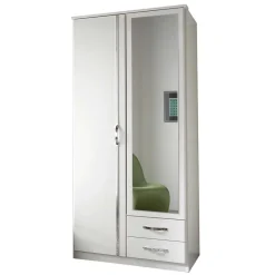 Wohnen Kleiderschränke|Schränke<Kleiderschrank mit Spiegel in Weiß & Chrom - Miracella