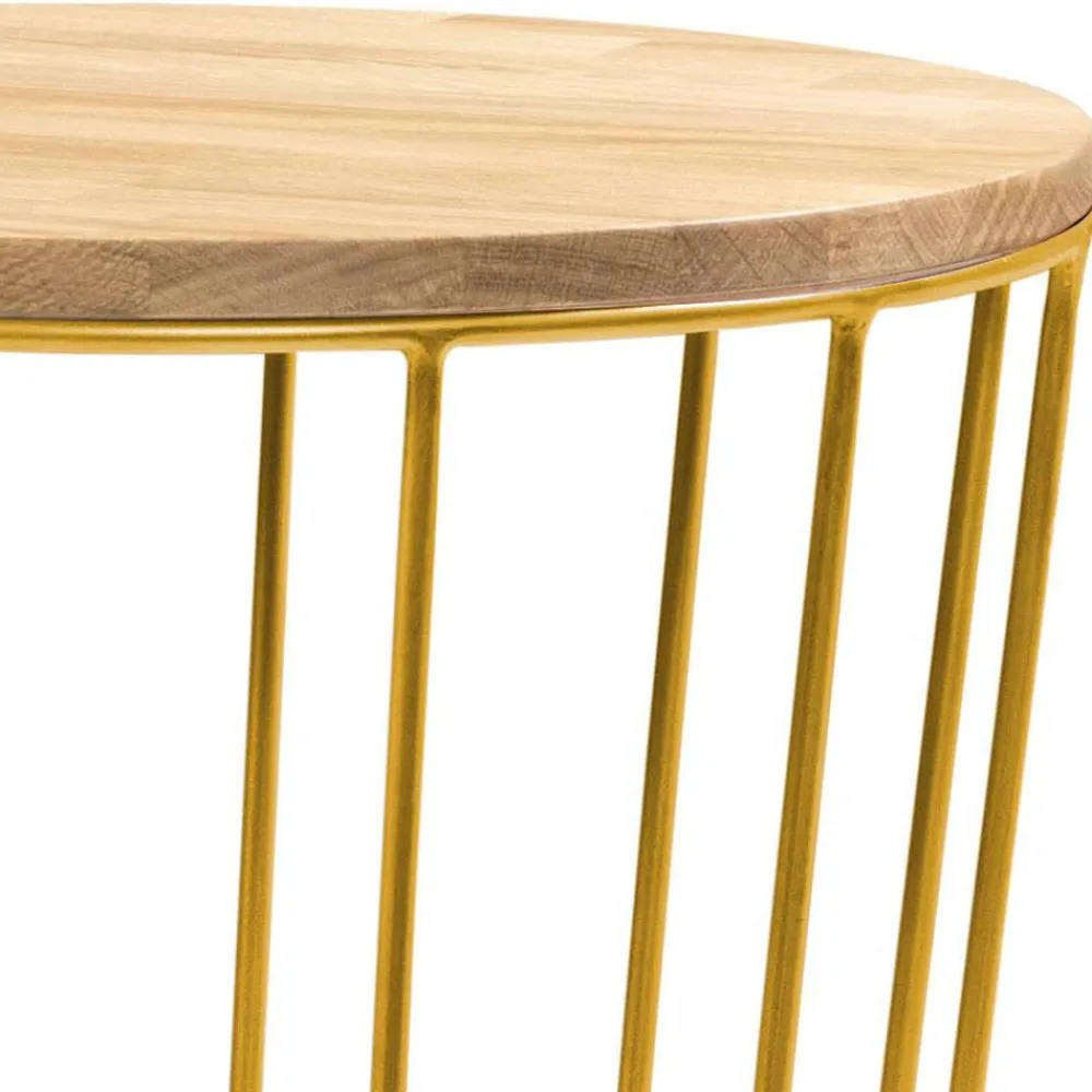 Wohnen Tische<Kleiner Tisch in Eiche Bianco & Bronze - Leano