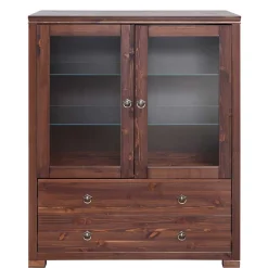 Wohnen Highboards|Vitrinen<Kleiner Vitrinenschrank in Dunkelbraun - Luvin