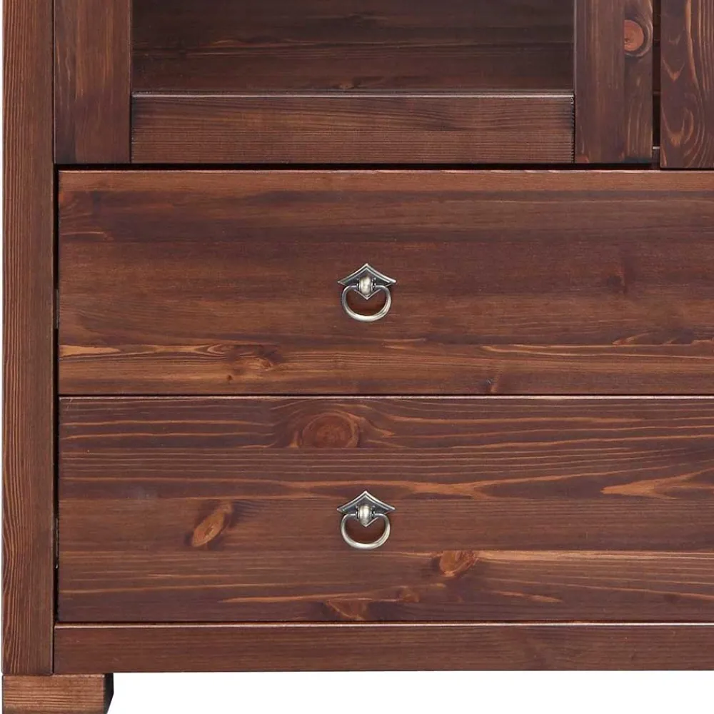 Wohnen Highboards|Vitrinen<Kleiner Vitrinenschrank in Dunkelbraun - Luvin