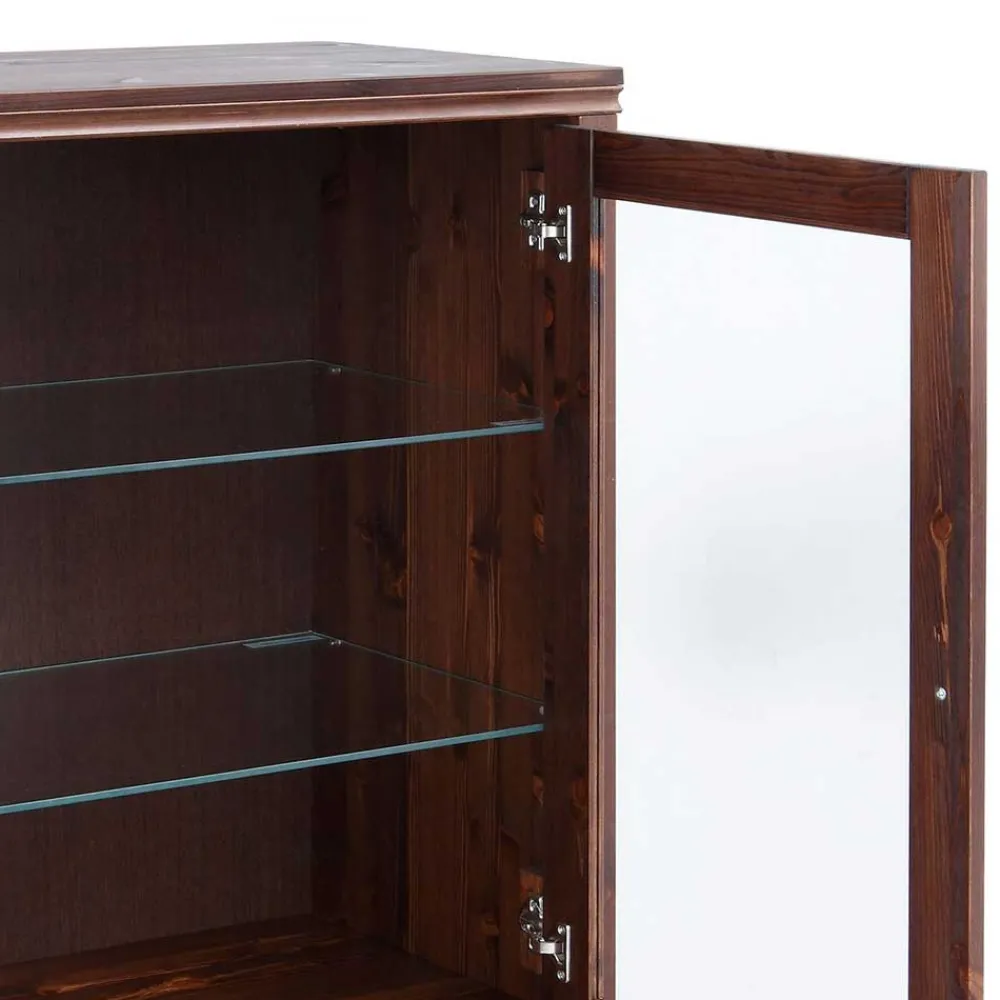 Wohnen Highboards|Vitrinen<Kleiner Vitrinenschrank in Dunkelbraun - Luvin
