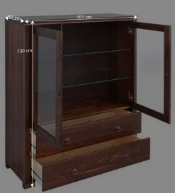 Wohnen Highboards|Vitrinen<Kleiner Vitrinenschrank in Dunkelbraun - Luvin