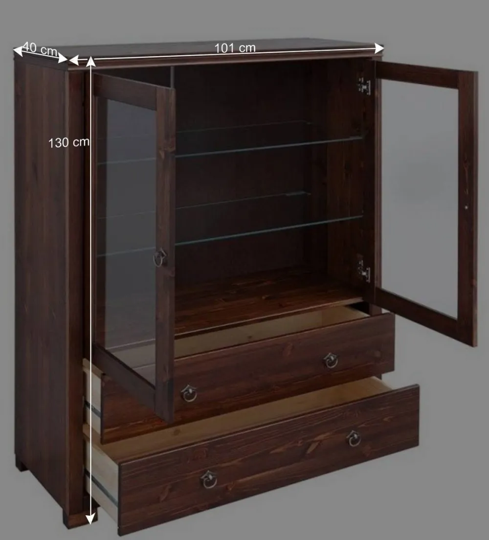 Wohnen Highboards|Vitrinen<Kleiner Vitrinenschrank in Dunkelbraun - Luvin