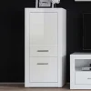Wohnen Highboards<Kleiner Wohnraum Schrank in Weiß Hochglanz Yulis 2-türig