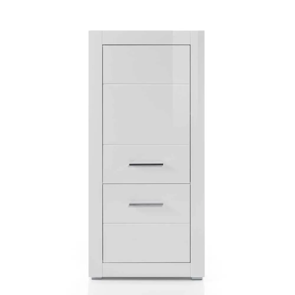 Wohnen Highboards<Kleiner Wohnraum Schrank in Weiß Hochglanz Yulis 2-türig