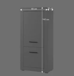 Wohnen Highboards<Kleiner Wohnraum Schrank in Weiß Hochglanz Yulis 2-türig