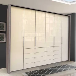Wohnen Kleiderschränke<Kombi Kleiderschrank in Creme Glas - Tauron
