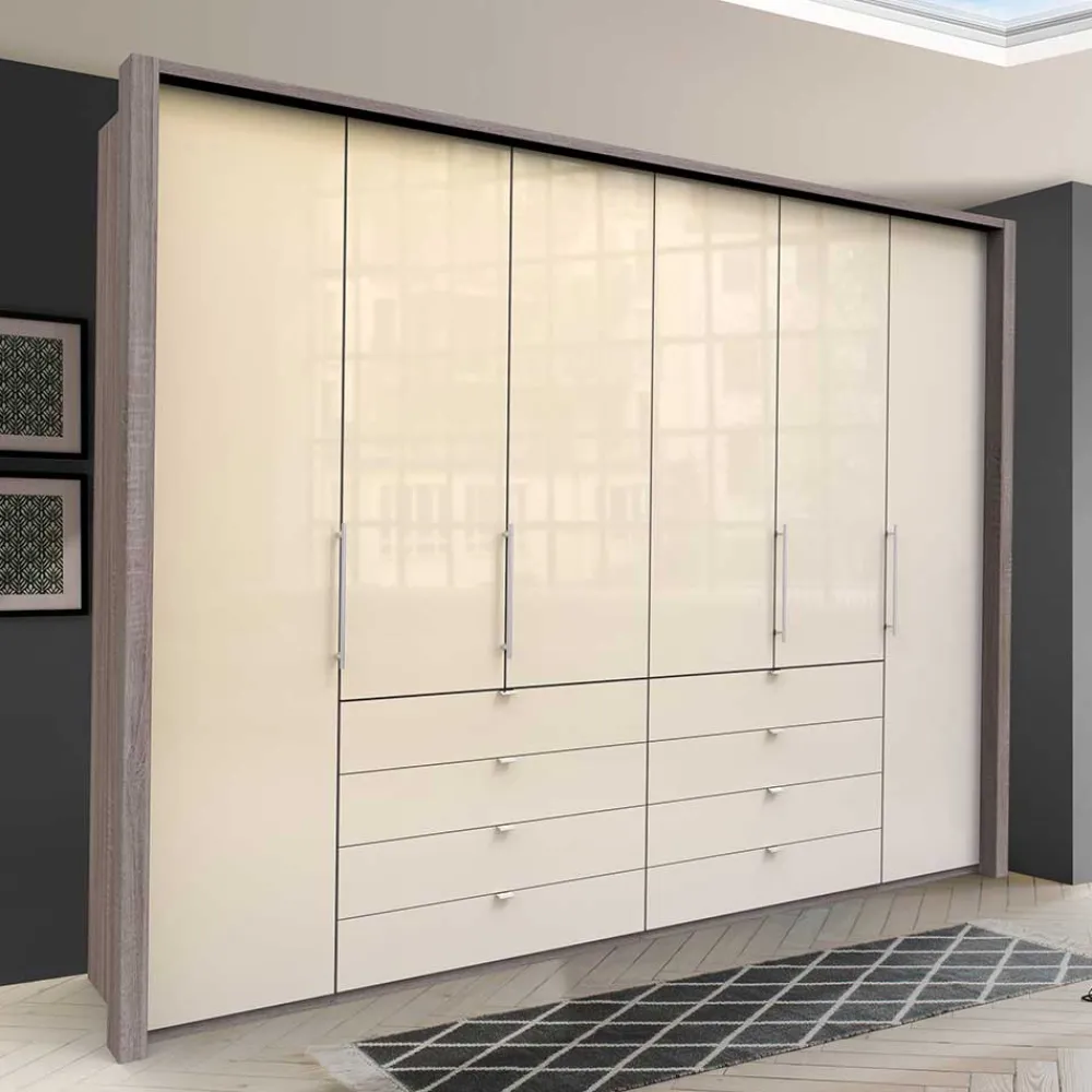 Wohnen Kleiderschränke<Kombi Kleiderschrank in Creme Glas - Tauron