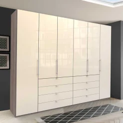 Wohnen Kleiderschränke<Kombi Kleiderschrank in Creme Glas - Tauron
