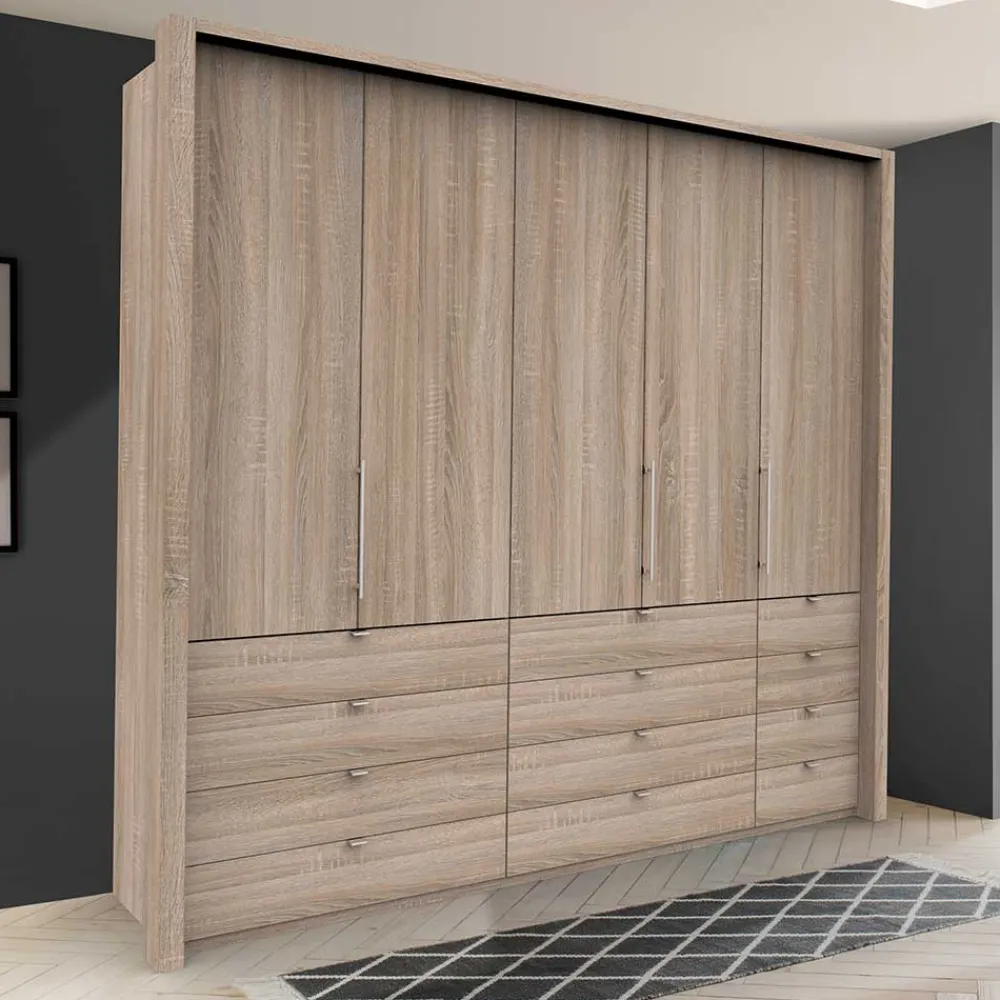 Wohnen Kleiderschränke<Kombi Kleiderschrank in Eiche sägerau Holzoptik - Zayun