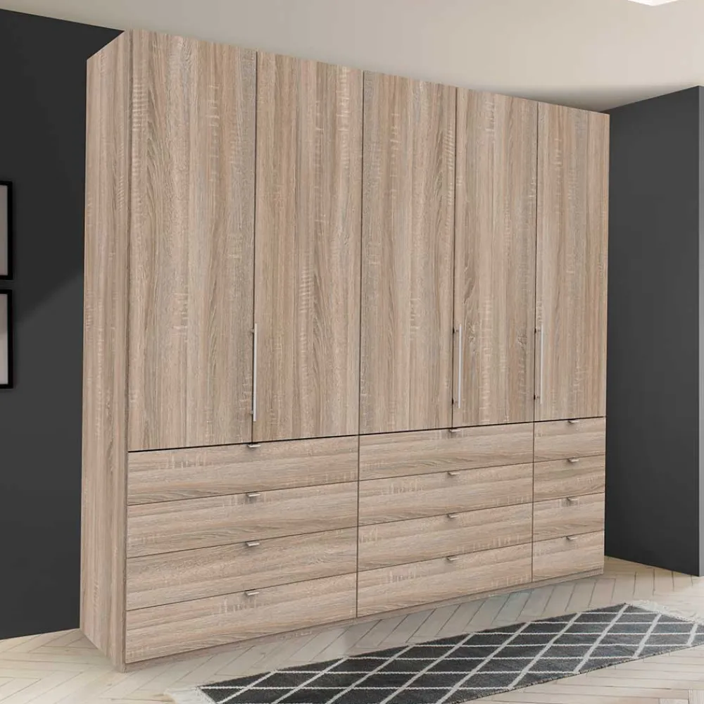 Wohnen Kleiderschränke<Kombi Kleiderschrank in Eiche sägerau Holzoptik - Zayun