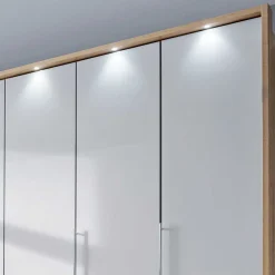 Wohnen Kleiderschränke|Schränke<Kombi Kleiderschrank in Weiß Glas & Eiche Bianco - Nuetran
