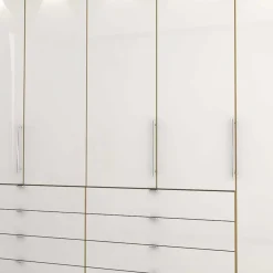 Wohnen Kleiderschränke|Schränke<Kombi Kleiderschrank in Weiß Glas & Eiche Bianco - Nuetran