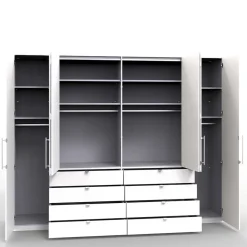 Wohnen Kleiderschränke|Schränke<Kombi Kleiderschrank in Weiß Glas & Eiche Bianco - Nuetran