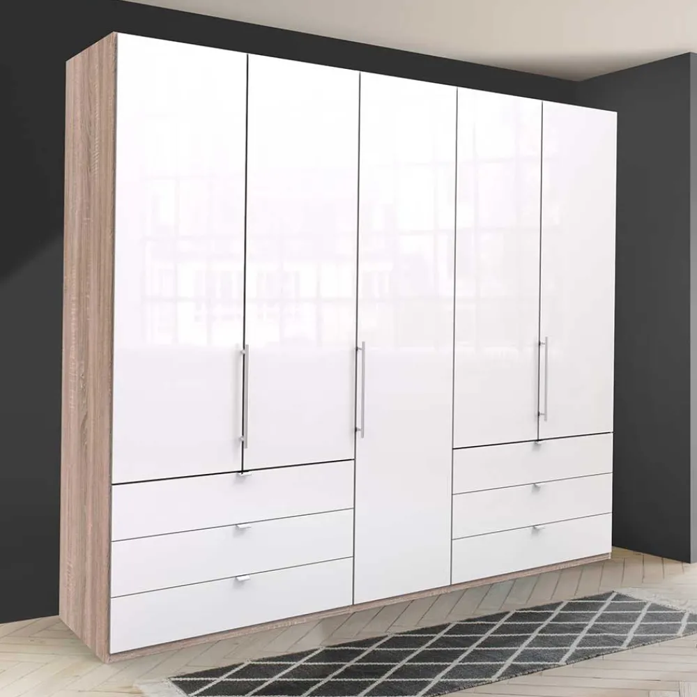 Wohnen Kleiderschränke<Kombi Schlafzimmer-Kleiderschrank in Weiß Glas - Bosays