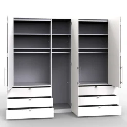 Wohnen Kleiderschränke<Kombi Schlafzimmer-Kleiderschrank in Weiß Glas - Bosays