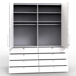 Wohnen Kleiderschränke<Kombi-Falttürenschrank mit acht Schubladen - Crenba