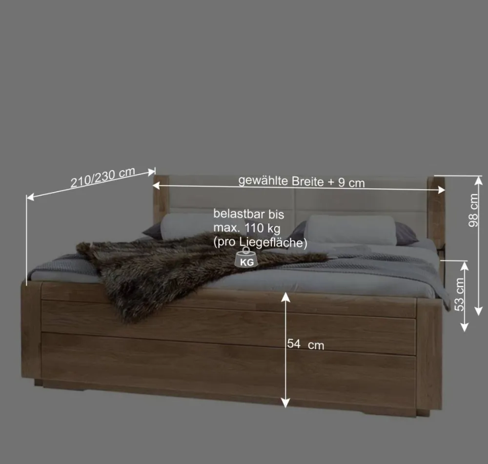 Wohnen Betten<Komfort Doppelbett Anglesia und Nachttisch Set (dreiteilig)